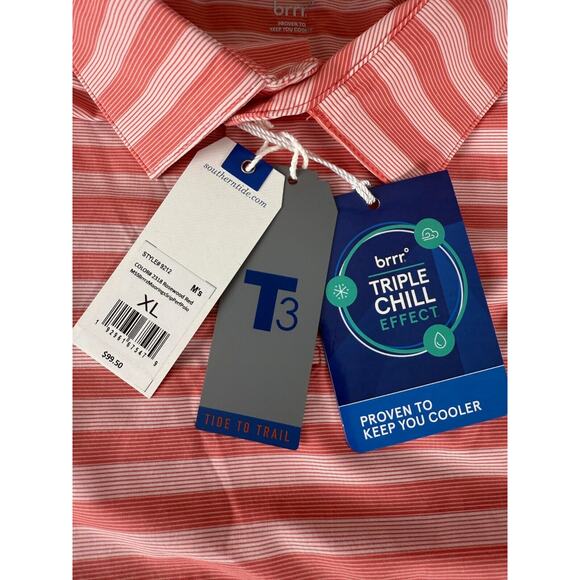 Sothern Tide Sz XL Brrr Striped Performance Active Polo Shirt Short Sleeve - Picture 6 of 9